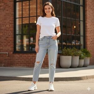 RING OF FIRE Sustainable Denim Light Wash Slim Jeans Sz 20 Distressed